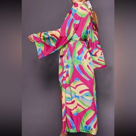 Bohemian Casual Long Kimono Duster Cardigan Lounging Beach Coverup - Picture 2 of 7